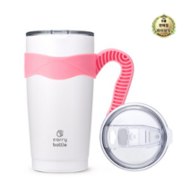 라이브잇 캐리보틀 스탠다드 스테인레스 보온보냉 텀블러 + 전용 손잡이, 화이트(텀블러) + 핑크(손잡이), 600ml, 3세트