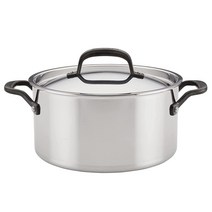 키친에이드 5겹 클래드 광택 스테인리스 스틸 육수 냄비/뚜껑 포함 5.7L(6쿼트), 단일사이즈