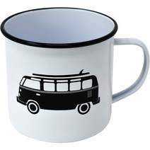 KOMBI VAN Enamel Mug by Modern Retro! Camping Mug in 8 Vintage Enamelware Designs – Fun Metal Coffe, 1