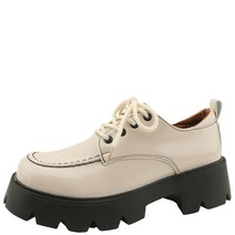 통굽 키높이 옥스포드 로퍼 5cm 베이지