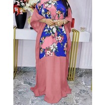 키코이 캉가 African Dresses For Women Traditional Ankara Dashiki Print Outfit Floral Boho Long Dress Robe, [02] 분홍색