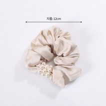 긴머리 예쁘게 묶기 포인트 실크 곱창밴드 베이지 머리끈