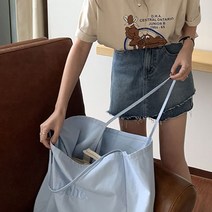 네모엔룩 여성용 캔버스베베 자수 레터링 데일리 에코백 가방