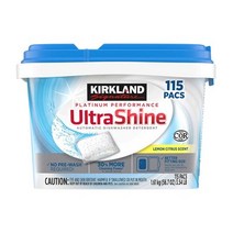 Kirkland Signature 울트라샤인 디쉬워셔 레몬 시트러스 115 팩 세제 식기세척기 접시, 1개