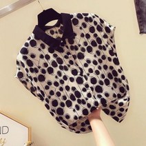 여성 땡땡이 셔츠 블라우스 여름 스타일 캐주얼 짧은 슬리브 칼라 도트 프린트