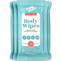바디 물티슈 (5팩) – XL 샤워 물티슈 50개 성인용 목욕 바디 물티슈 침대 물티슈 - 성인용 목욕 물티슈 헹굼 필요 없음 비타민 E 및 알로에 베라가 함유된 저자극성, 100 Count (10 Pack)