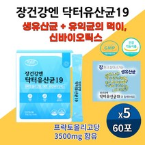 아이하트 장 건강 앤 생 유산균 프로바이오틱 장까지 살아가는 락토바실러스 루테리 가세리 플란타 김치유산균 아연 신바이오스틱 장비우기 식약처인증 장건강앤닥터유산균19, 60포 5개