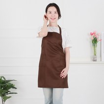 클린유니폼 공방 주방 식당 서빙 카페 방수 서빙용 단체 행사 기본 미용실 민자 앞치마 목걸이형 7컬러, 브라운, 1개