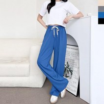 ~88Size XL 빅사이즈 여성 찰랑 냉감 쿨링원단 와이드 밴딩팬츠 임부복 냉장고바지 작업복 알바복