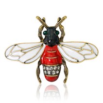 꿀벌 곤충 브로치 핀 보석 여성 레드 패션 선물 에나멜 배지 장식