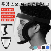 (1+1) 김서림 방지 투명 방호 마스크 풀 페이스 쉴드 / 공사용 비말차단 투명마스크 *2, 프리사이즈, 블랙*2