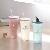 국내생산 주문 제작 심플 빨대컵 670ml 콜드컵 플랫 리유저블 플라스틱 텀블러 돔 투명 _ 22092786EA, 쿠팡 자비샵 핑크