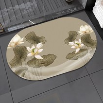 풍수 규조토 발매트 기원연꽃 비단잉어 재물운이 마중 들어오는 홈 빨아쓰는 깨지지 않는 타원형 북유럽 감성 욕실/화장실/주방 빠른 건조 미끄럼방지 노슬립 메모리폼, 재물꽃무늬11번