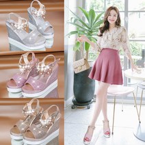 에블바잉 진주샹들리에 반짝이펄 10cm 웨지힐샌들