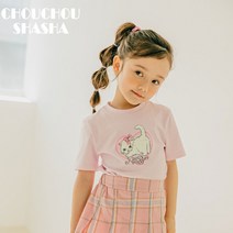 슈슈샤샤 야옹티셔츠 아동 라운드 레이어드 반팔티