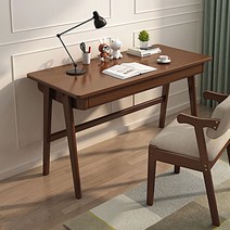 서재책상 루케인 비웰 800 고무나무원목 책상 B형, 다크브라운