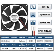 더블 볼 120x120x25mm 냉각 팬 DC 5V 12V 24V 48V 12cm 120mm 쿨러 팬 12025 컴퓨터 케이스 팬 Btc 서버 PC 냉각 팬, 12V Fluid 1800RPM