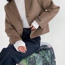 여자 핸드메이드 카라넥 울90 핸드메이드 숏자켓