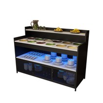 셀프바 뷔페 소스 양념장 진열대 업소용 테이블, 블랙길이100X폭40X높이100(8홀)