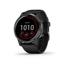 블랙 케이스와 실리콘 밴드가 있는 슬레이트 스테인리스 스틸 베젤의 Garmin vivoactive 4 GPS 스마트 워치(리뉴얼됨)