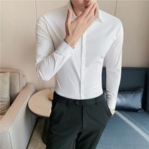 남성 셔츠 슬림 셔츠 탄력 패션 잘 생긴 시니어 셔츠 양복 셔츠 높은 탄성 원활한 아이스 실크 캐주얼 남성 셔츠