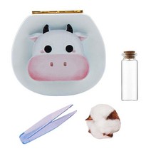 QDY 신생아 소년 소녀용 치아 요정 상자 치아 보관 정리함 보호기 상자, 11.2cmx10.2cmx4.3cm, 나무 ABS, 암소 블루