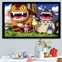 푸아이 3D 보석십자수 토토로 캐릭터 50x30 DIY 어린이방 거실 생일 집들이 선물 카페 인테리어 소품(사이즈 6종)+행운십자수(30x30)PW554, 1세트, 50x30cm