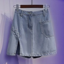 데님스커트 여름 여성 빅사이즈 200 근 뚱뚱한 노출방지 A라인 미니스커트팬츠 트임 힙랩 가을 2386500546