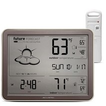 AcuRite 75077A3M 셀프 러닝 예보 무선 기상 관측기 대형 디스플레이 및 원자 시계 블랙 369413, Weather Station_Monochrome Dis