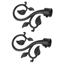호환 레일 커튼 부품 2pcs 내부 직경. 22mm 빈티지 복고풍 휘장 기둥 끝판, 검은색