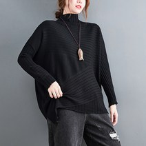 퀸앤조이 미녀77 언발 사선골지 반폴라 얇은 니트