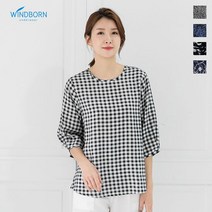 인견 여성 시원한 홈웨어 셔링 7부 패턴 블라우스 5종 택1