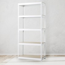 스피드랙 철제선반 조립식 앵글 6단 1100 x 400 x 2400, 화이트, 12mm 강화 MDF 보드