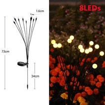 정원LED조명 LED태양광정원등 방수 빌라 잔디 바닥 발코니 가구 8가지 모드 태양광 LED 조명 야외 정원 장, 한개옵션1, 02 Warm white 8LED