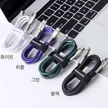 베이스어스 100W 메탈 CtoC 고속충전케이블 2m, 화이트