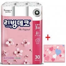 삼정 3겹 리빙 데코 벚꽃 화장지(재생) 30m*30롤*1pack+여행용티슈 40매