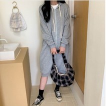 퍼니걸스 5673 데일리 기모 후드 집업 롱 원피스 여성의류
