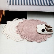 거실 포인트 원형 매트 아이보리 레이스 짜임 카펫트