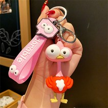아이디어 엽기 눈 타조 피규어 열쇠고리 귀여운 만화 자동차 가방 걸이 열쇠고리 걸이, 1