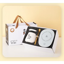 머그인덕션 귀여운 머그컵 스마트 머그 워머 보온 뚜껑스푼 포함 55도 항온 가열 사무실 도자기컵 웜컵 세트 맞춤로고 가능, 08 화이트 오리컵+항온기+뚜껑숟가락+선물세트