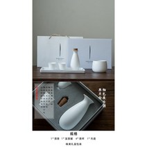 일본 정종 사케 도쿠리 세트 집들이선물 혼술 술잔 주기 홈파티 신혼부부 청주 워머 일본술, 4컵+주전자+온주캔+작은난로(백)개