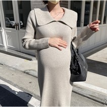 겨울니트 따뜻한 러블리 카라 임산부 임부복 빅사이즈 만삭 촬영 롱원피스