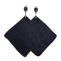 극세사 골프 와이어릴타올 2매 (검정 - 25cm X 25cm / 개별지퍼백포장), 블랙 2매