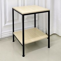 STABIL 2단 우드철제 협탁 사이드 테이블, 블랙