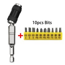 드릴팁 임팩드릴비트 드릴비트세트 만능십자드릴 육각드릴비트 1/4 quot육각 마그네틱 피벗 드릴 비트 퀵 체인지 드라이브 가이드 타이트 스페이스용 홀더 팁, [10] kit 3