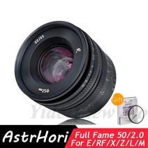 DSLR 미러리스 렌즈 단 광각 망원 astrhori 50mm f2.0 캐논 ef-mrf sony e nikon z fuji x leicapanasonicsigma l 풀 호환, 회색, 캐논 ef-m