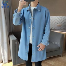 셀럽당 미디 데님 트렌치코트 남