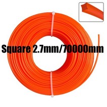전동공구 부품 24mm27mm3mm 잔디 트리머 라인 나일론 로프 코드 스트리머 브러시 커터 헤드 깎는 기계 액세서리, Square 2.7mm 70m