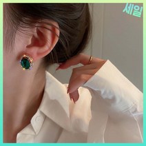 에메랄드귀걸이 원석 큐빅 우아한 스탈 스터드 지르콘 스톤 기하학 웨딩 파티 보석 겨울
