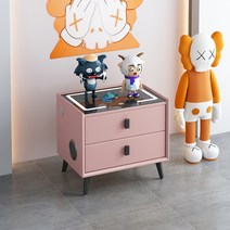 스마트 무선충전 불루투스 사이드 테이블 심플 모던, 45X40X46cm, 핑크3색표시등+무선충전+USB+지문인식잠금
